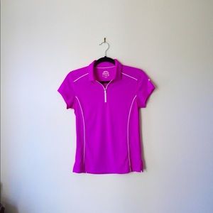 Slazenger Golf Bright Purple Quarter Zip Sporty Polo